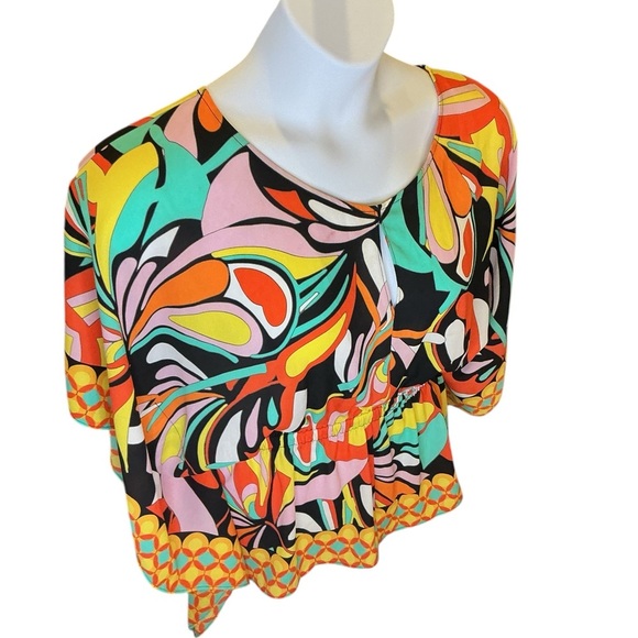 BOLD elements Multicolor Abstract Women's Blouse Boho Kimono style size M - Picture 8 of 10